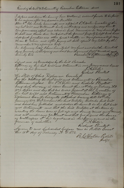 Delaware County Ohio Will Records Vol. 5 1869-1876 (p. 214)