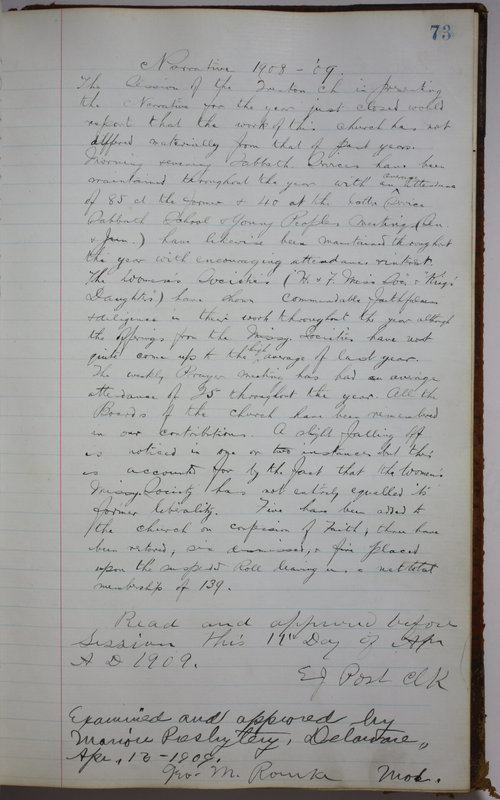 Sessional Records of the 1st Presbyterian Church of Trenton Delaware County Ohio 1873-1937 (p. 77)