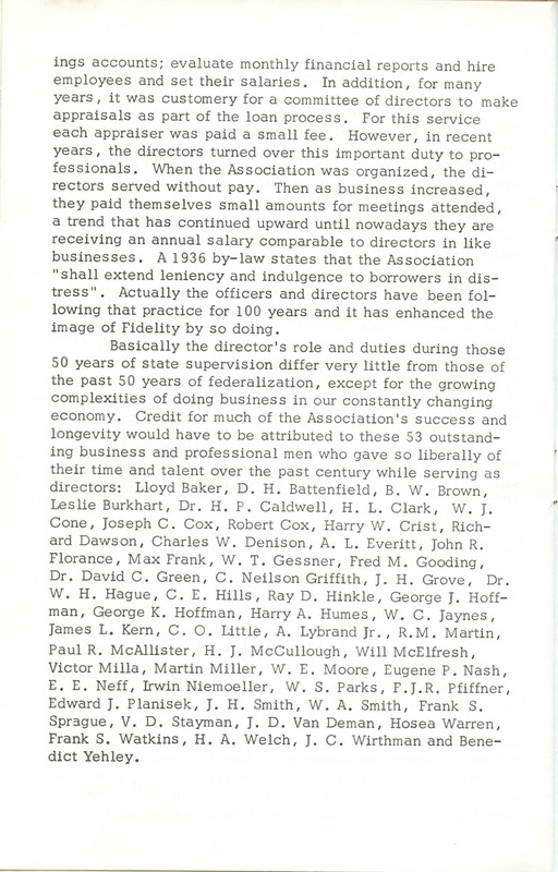 Fidelity Federal Savings and Loan Association 100 Years (p. 27)