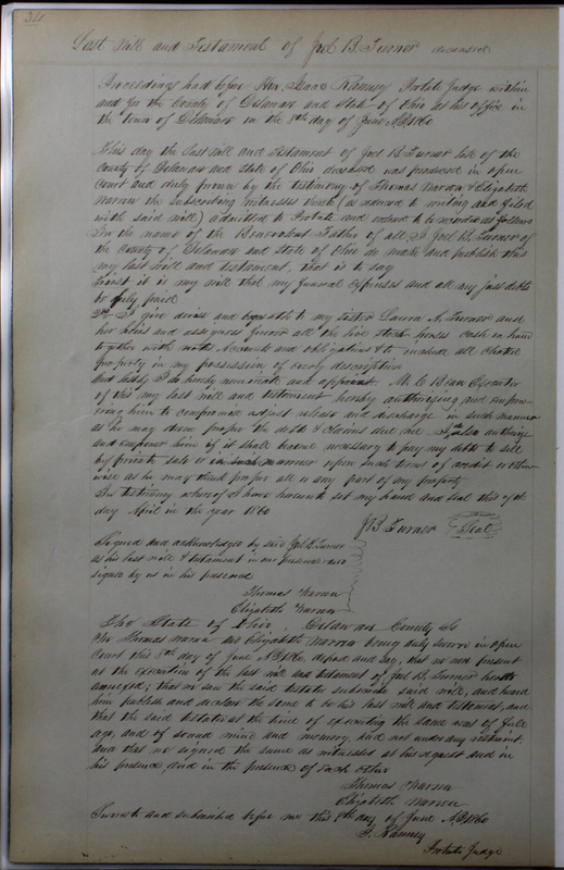 Delaware County Ohio Will Records Vol. 4 1859-1869 (p. 63)