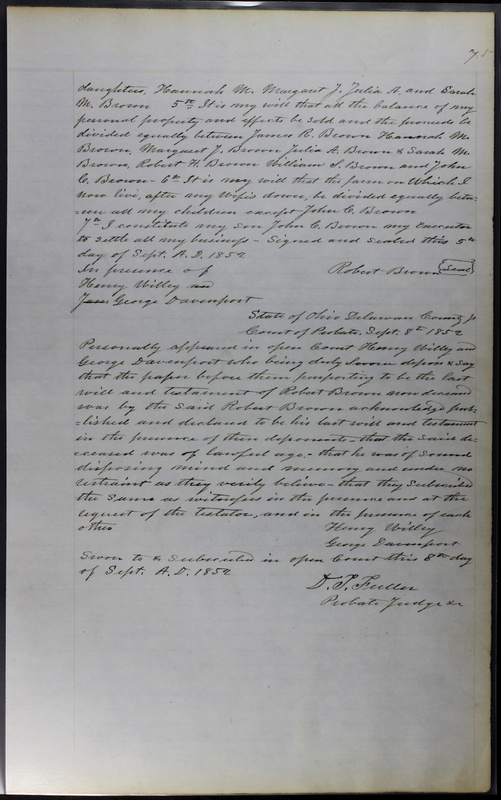 Delaware County Ohio Will Records Vol. 3 1850-1859 (p. 127)