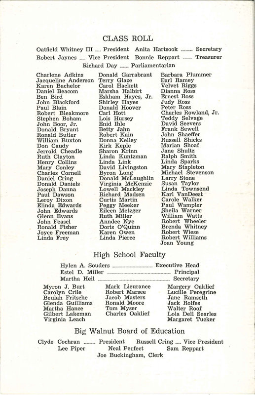 Thirteenth Annual Baccalaureate and Commencement Big Walnut High School 1963 (3)