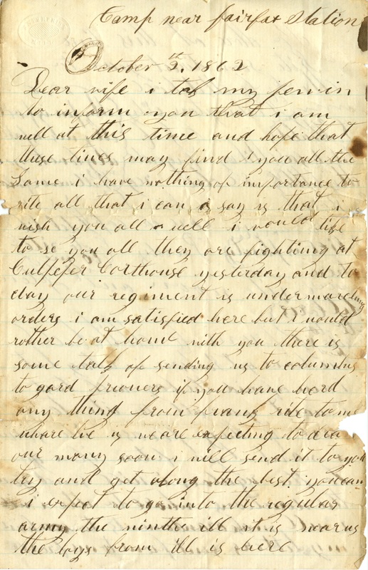 Mitchell Family Civil War Letters (p. 2)