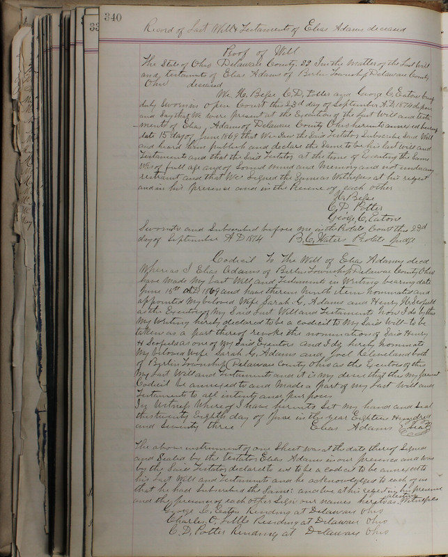 Delaware County Ohio Will Records Vol. 5 1869-1876 (p. 373)