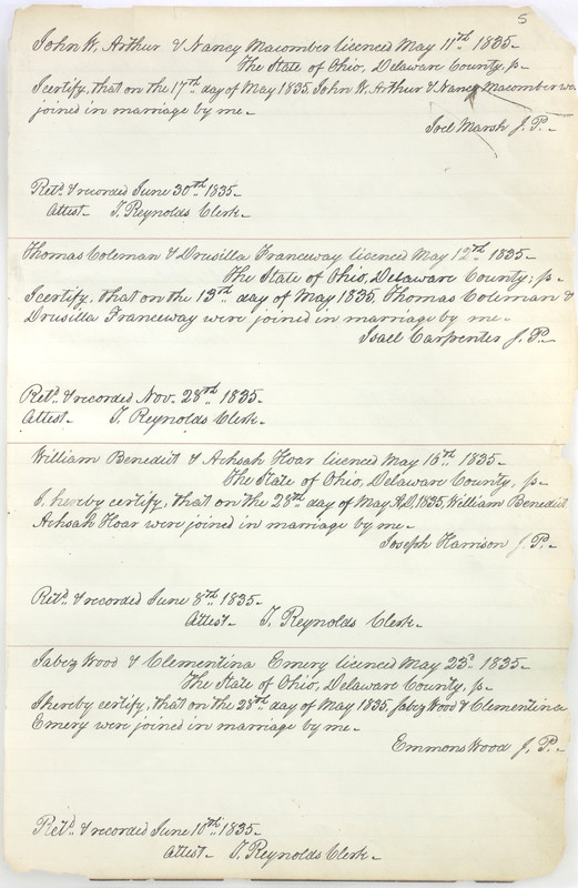 Marriage Records Vol.1 1835-1845 (p. 9)