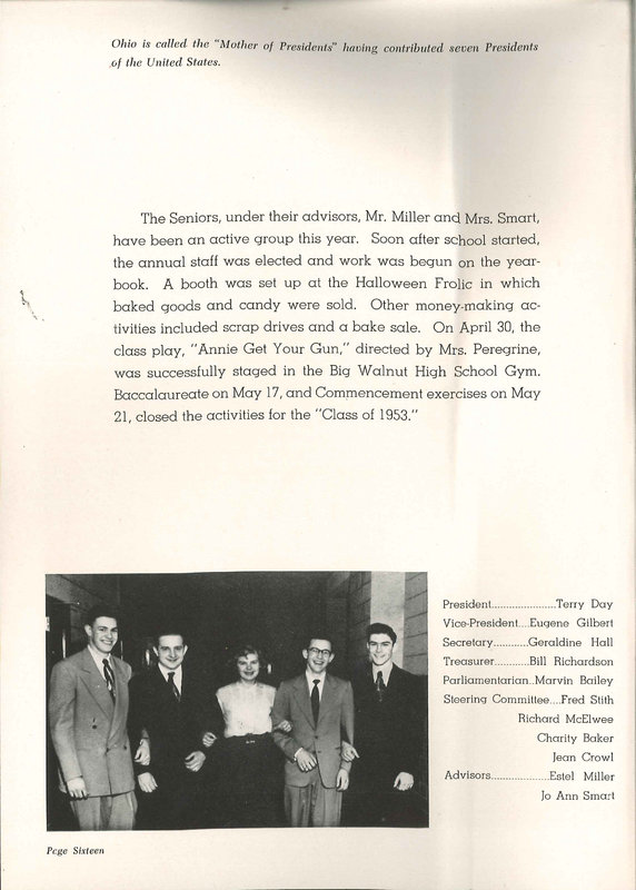 Big Walnut High School Yearbook. 1953: The Flame (p. 15)