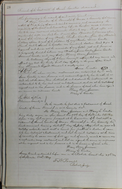 Delaware County Ohio Will Records Vol. 5 1869-1876 (p. 61)