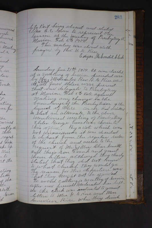 Sessional Records of the 1st Presbyterian Church of Trenton Delaware County Ohio 1873-1937 (p. 270)