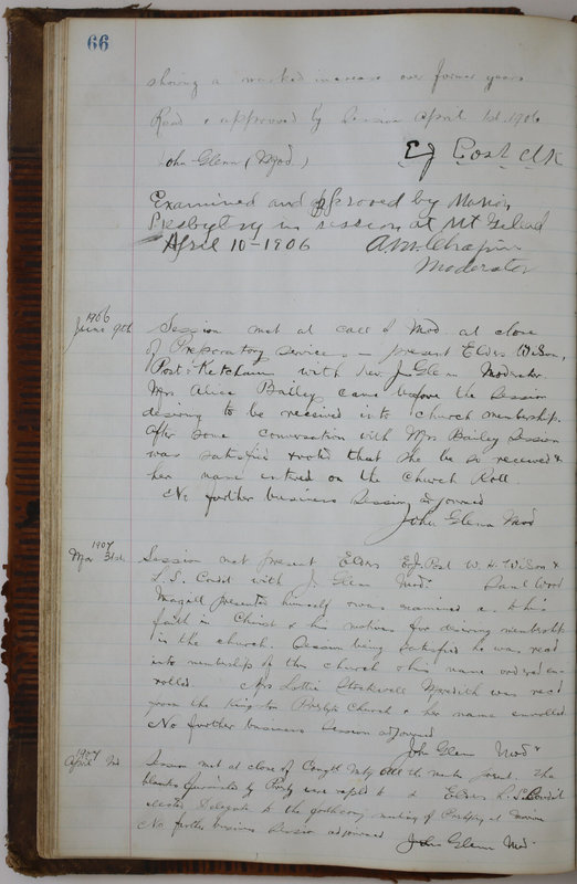 Sessional Records of the 1st Presbyterian Church of Trenton Delaware County Ohio 1873-1937 (p. 70)