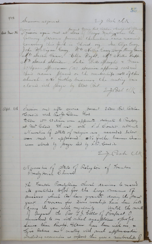 Sessional Records of the 1st Presbyterian Church of Trenton Delaware County Ohio 1873-1937 (p. 59)