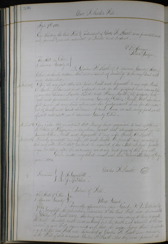 Delaware County Ohio Will Records Vol. 6 1876-1883 (p. 391)