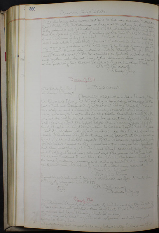 Delaware County Ohio Will Records Vol. 8 1887-1890 (p. 452)