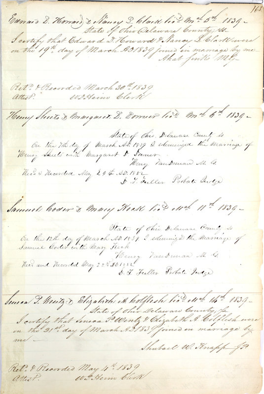 Marriage Records Vol.1 1835-1845 (p. 167)