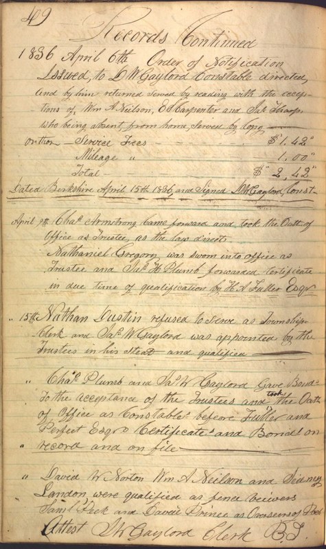 Record Book of Berkshire Township No. 2 1807-1843 (p. 62)