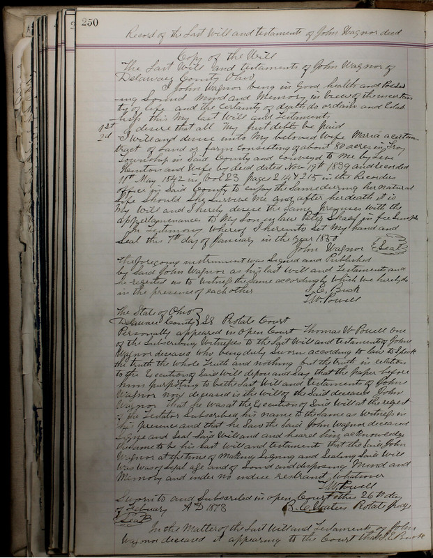 Delaware County Ohio Will Records Vol. 5 1869-1876 (p. 283)