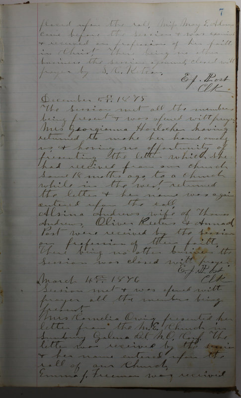 Sessional Records of the 1st Presbyterian Church of Trenton Delaware County Ohio 1873-1937 (p. 11)