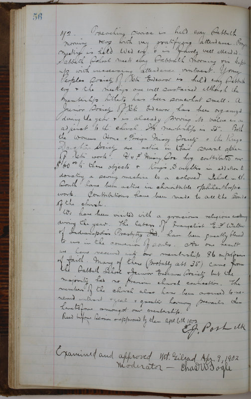 Sessional Records of the 1st Presbyterian Church of Trenton Delaware County Ohio 1873-1937 (p. 60)