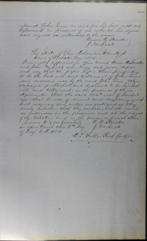 Delaware County Ohio Will Records Vol. 3 1850-1859 (p. 193)