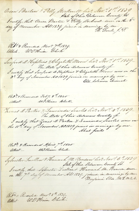 Marriage Records Vol.1 1835-1845 (p. 199)