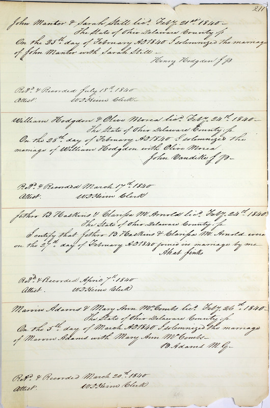 Marriage Records Vol.1 1835-1845 (p. 215)