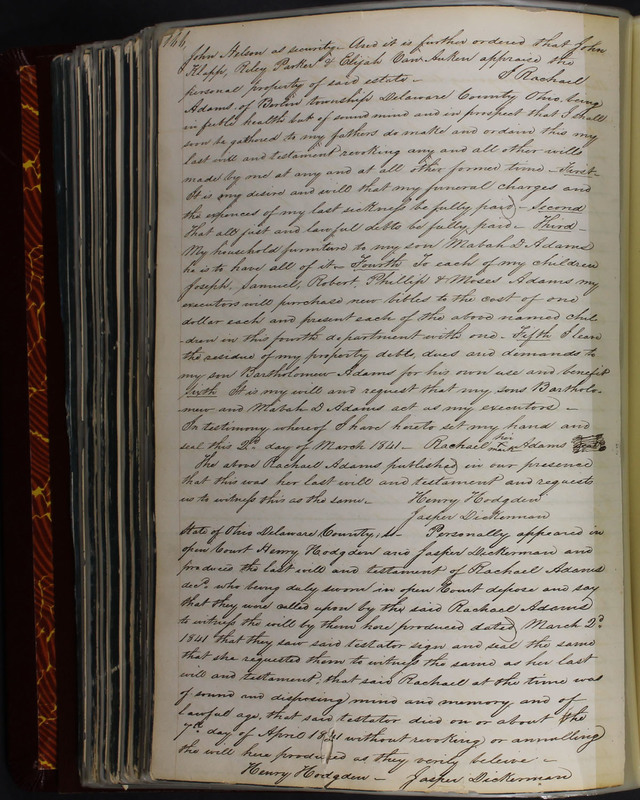 Delaware County Ohio Will Records Vol. 2 1835-1850 (p. 211)