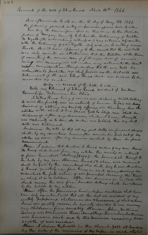 Delaware County Ohio Will Records Vol. 4 1859-1869 (p. 274)