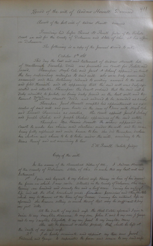 Delaware County Ohio Will Records Vol. 4 1859-1869 (p. 443)