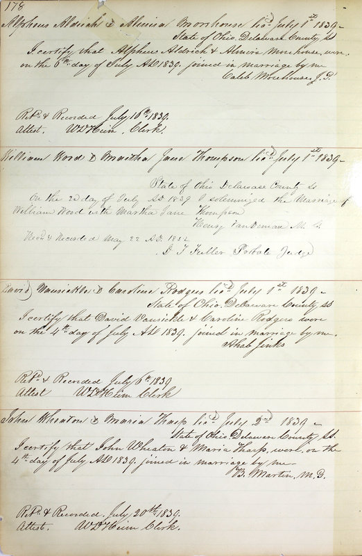 Marriage Records Vol.1 1835-1845 (p. 182)