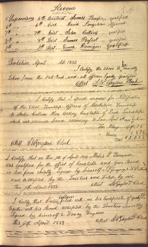 Record Book of Berkshire Township No. 2 1807-1843 (p. 47)