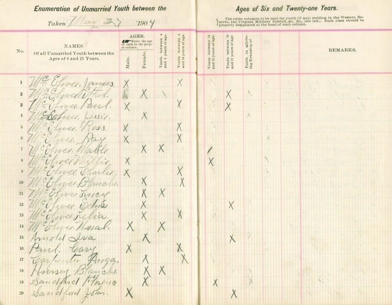 Harlem Township Enumeration of Youth Sub-District 6, May 27, 1904 (p. 4)