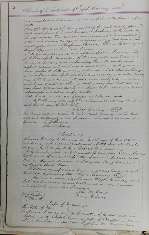 Delaware County Ohio Will Records Vol. 5 1869-1876 (p. 45)