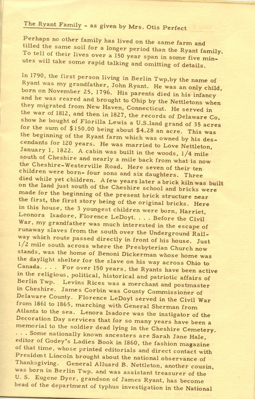 Berlin Township Program of the Delaware County Historical Society (p. 7)