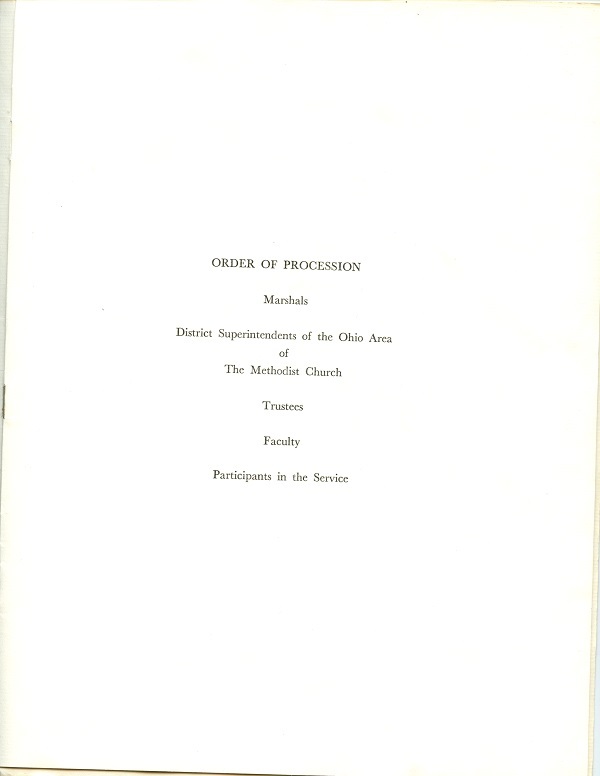 A Service of Dedication of the Methodist Theological School in Ohio Apartments (p. 3)