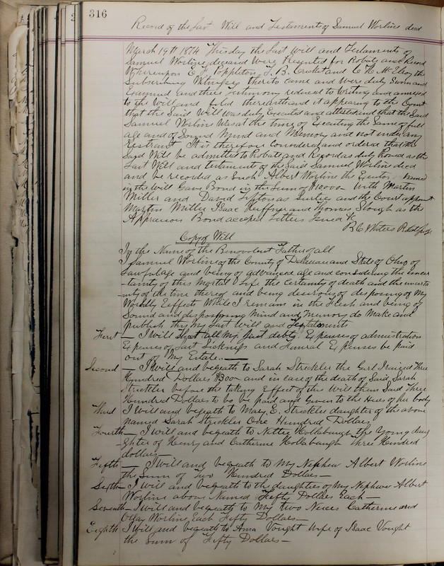 Delaware County Ohio Will Records Vol. 5 1869-1876 (p. 349)