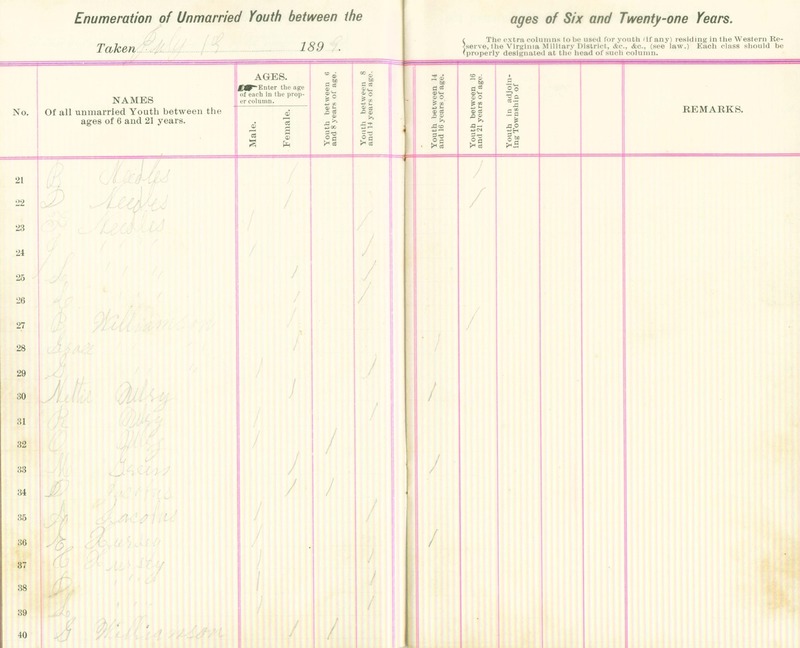 Harlem Township Enumeration of Youth Sub-District 5, July 19, 1895 (p. 5)