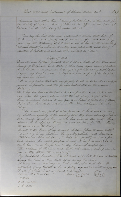 Delaware County Ohio Will Records Vol. 3 1850-1859 (p. 369)