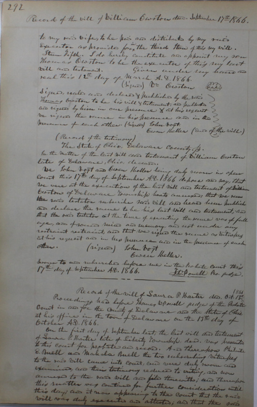 Delaware County Ohio Will Records Vol. 4 1859-1869 (p. 324)