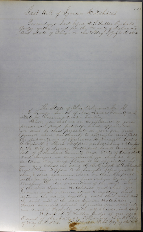 Delaware County Ohio Will Records Vol. 3 1850-1859 (p. 185)