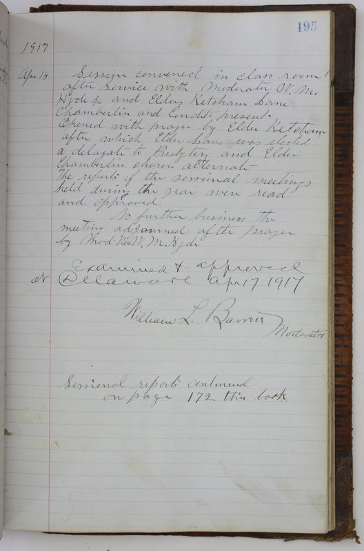 Sessional Records of the 1st Presbyterian Church of Trenton Delaware County Ohio 1873-1937 (p. 183)