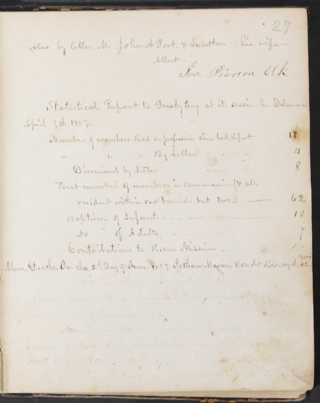 Sessional Records of the 1st Presbyterian Church of Trenton, Delaware Co., Ohio, 1831 (p. 33)