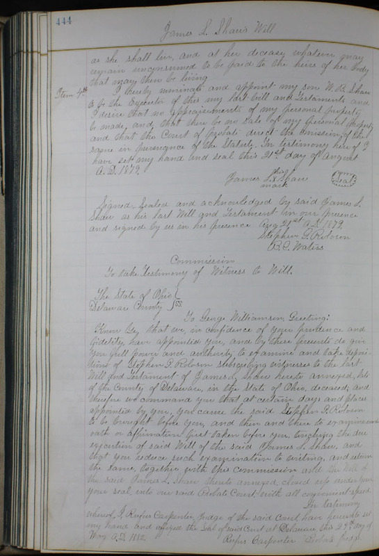 Delaware County Ohio Will Records Vol. 6 1876-1883 (p. 499)