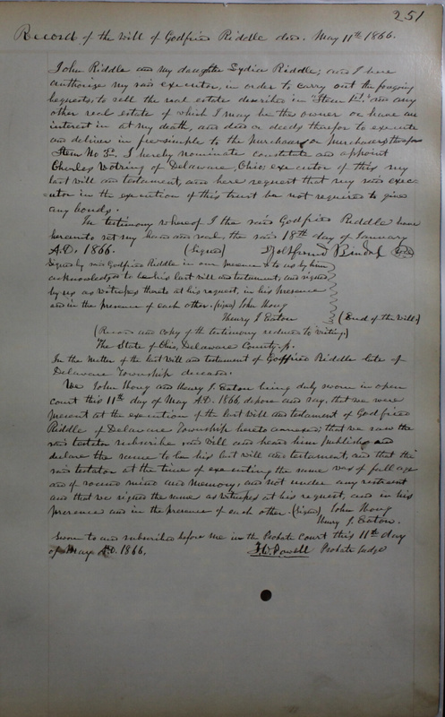 Delaware County Ohio Will Records Vol. 4 1859-1869 (p. 283)