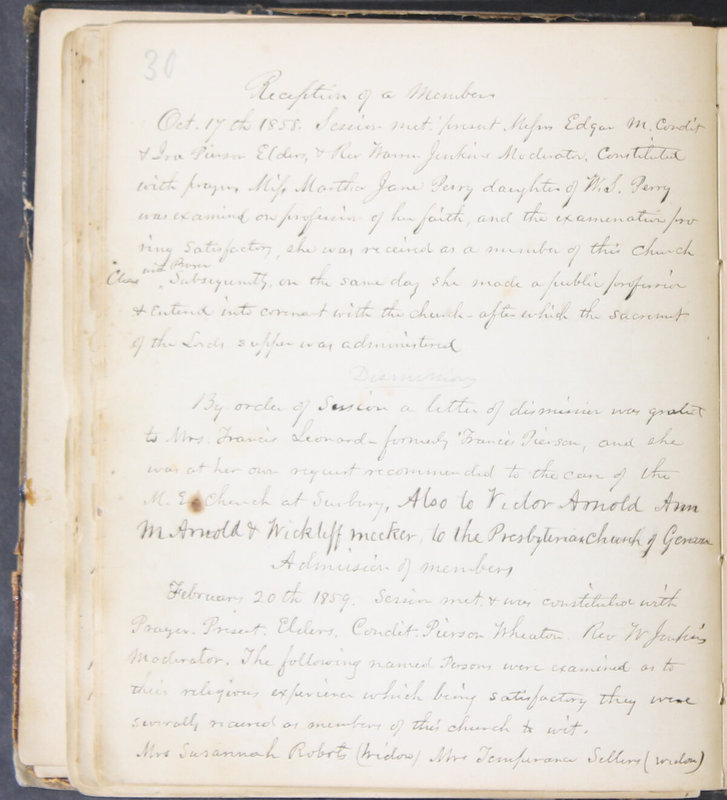 Sessional Records of the 1st Presbyterian Church of Trenton, Delaware Co., Ohio, 1831 (p. 36)