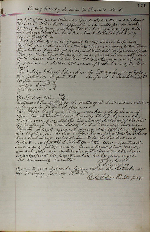 Delaware County Ohio Will Records Vol. 5 1869-1876 (p. 204)