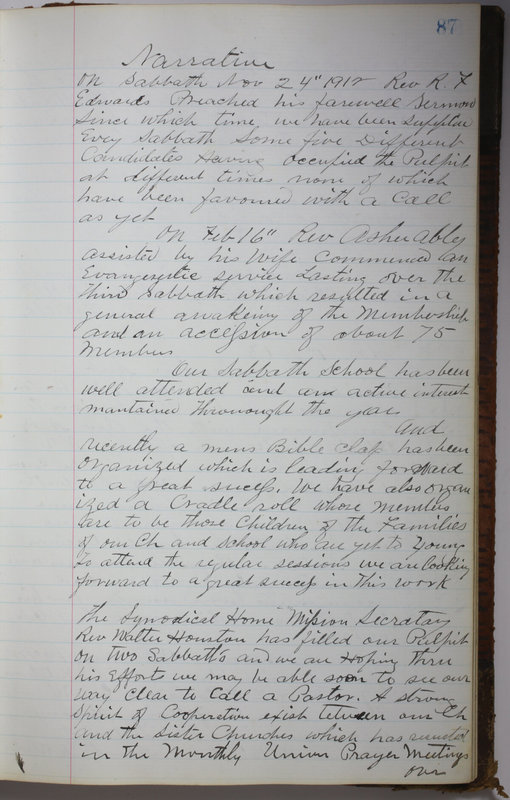 Sessional Records of the 1st Presbyterian Church of Trenton Delaware County Ohio 1873-1937 (p. 91)