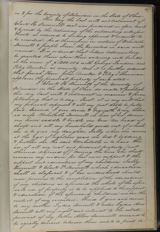 Delaware County Ohio Will Records Vol. 2 1835-1850 (p. 102)