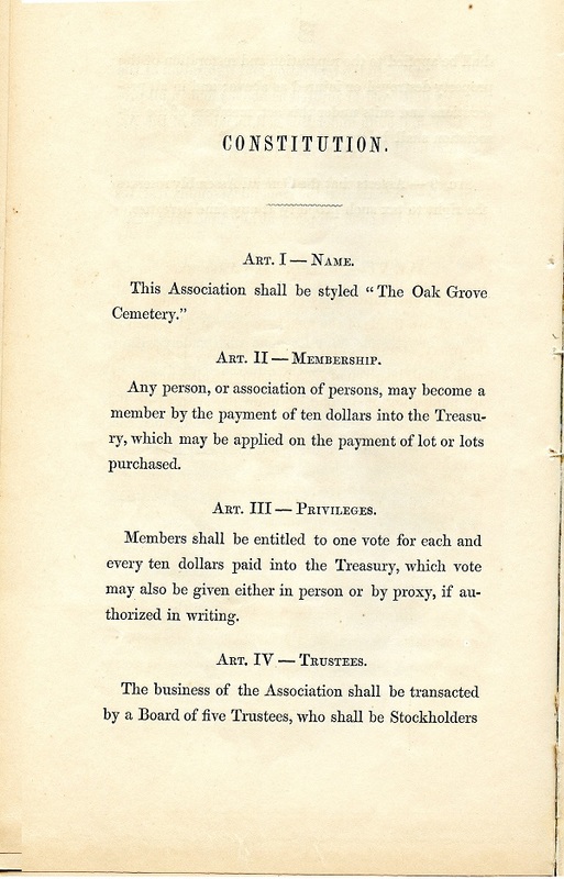 Rules and Regulations and Articles of Association of Oak Grove Cemetery (p. 27)