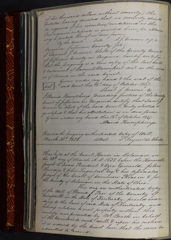 Delaware County Ohio Will Records Vol. 2 1835-1850 (p. 95)