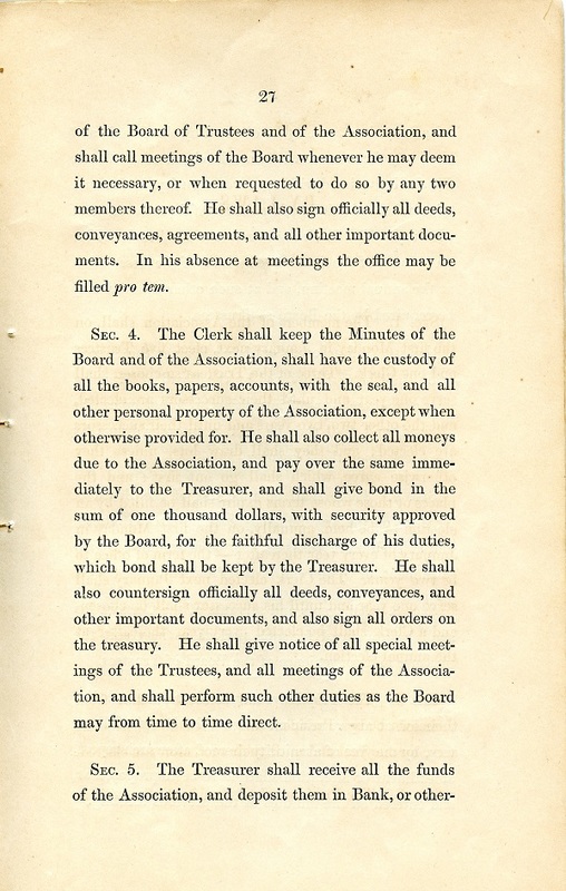 Rules and Regulations and Articles of Association of Oak Grove Cemetery (p. 30)