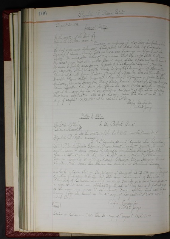 Delaware County Ohio Will Records Vol. 7 1883-1887 (p. 256)